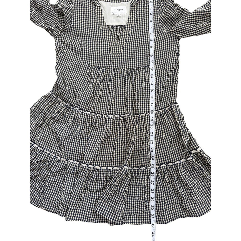 Pomander Place Long Sleeve Kenzo Dress Navy Blue Cream Gingham Womens Size XS - Picture 7 of 9